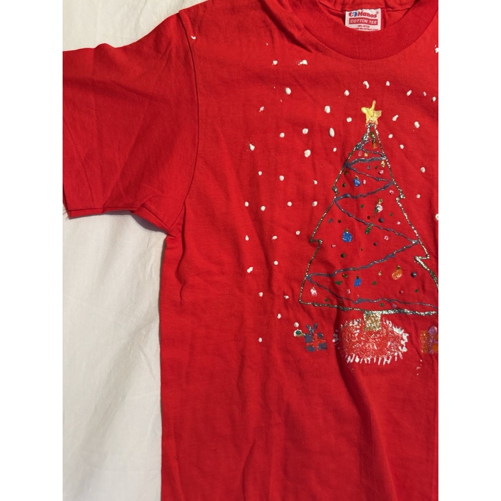 Vintage Hayes Kids Usa Single Stitch Homemade Xmas Large 14–16 Christmas